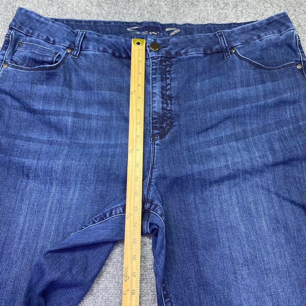Seven7 Tummyless High Rise Bootcut Jeans Dark Wash Blue Plus Size 24W